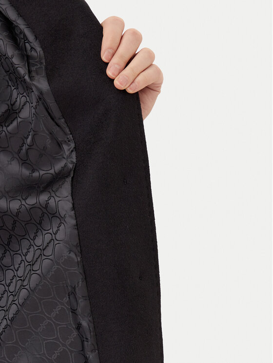 Motivi Motivi Вовняне пальто 0039Q100534N Чорний Slim Fit