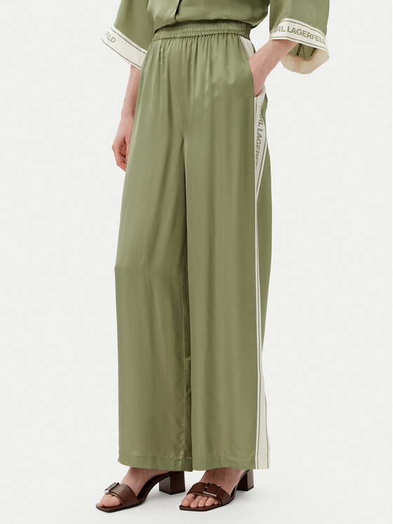 KARL LAGERFELD KARL LAGERFELD Pantaloni din material A2W10118 Verde Relaxed Fit