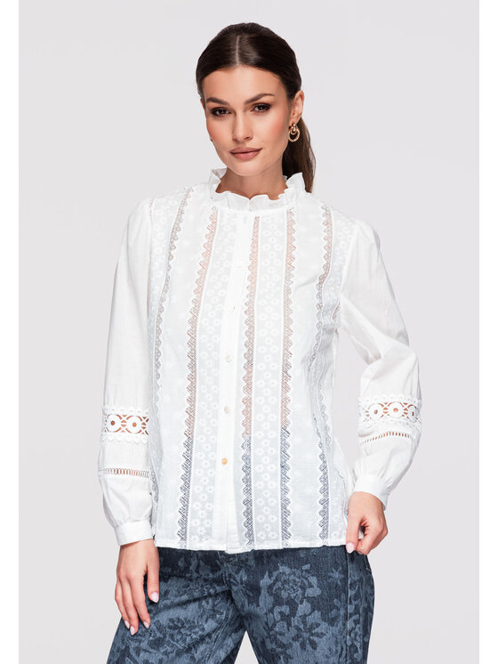 Ombre Ombre Koszula OW-SH-E0026 Biały Loose Fit