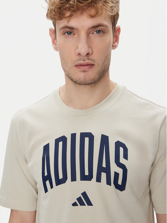 adidas adidas Tričko Collegiate Lineage Graphic JM6415 Béžová Regular Fit