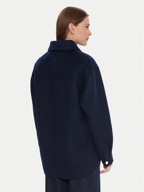 Tommy Hilfiger Tommy Hilfiger Gyapjú kabát WW0WW46558 Sötétkék Relaxed Fit