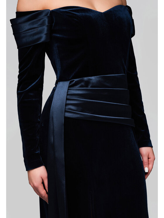 Ombre Ombre Sukienka wieczorowa LA-OM-DLR254 Granatowy Regular Fit