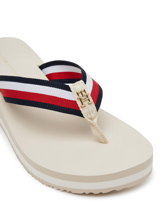 Tommy Hilfiger Tommy Hilfiger Japonki Th Corp Mid Wedge Beach Sandal FW0FW08517 Beżowy