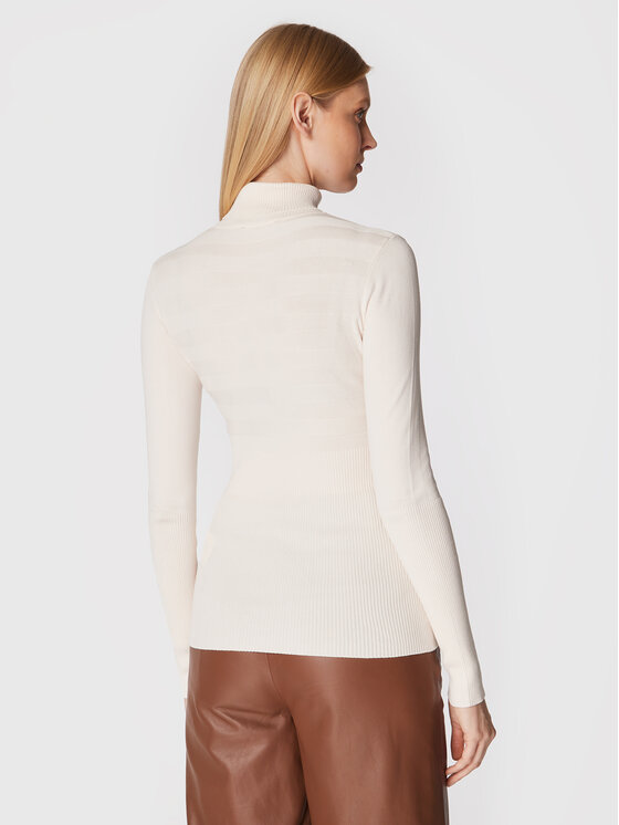Morgan Morgan Krekls ar augstu apkakli 132-MENTOS.M Écru Slim Fit