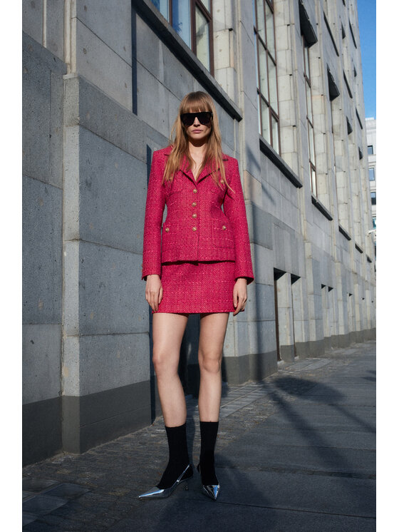 Epuzer Epuzer Giacca da abito Tweed blazer Rosa Standard Fit
