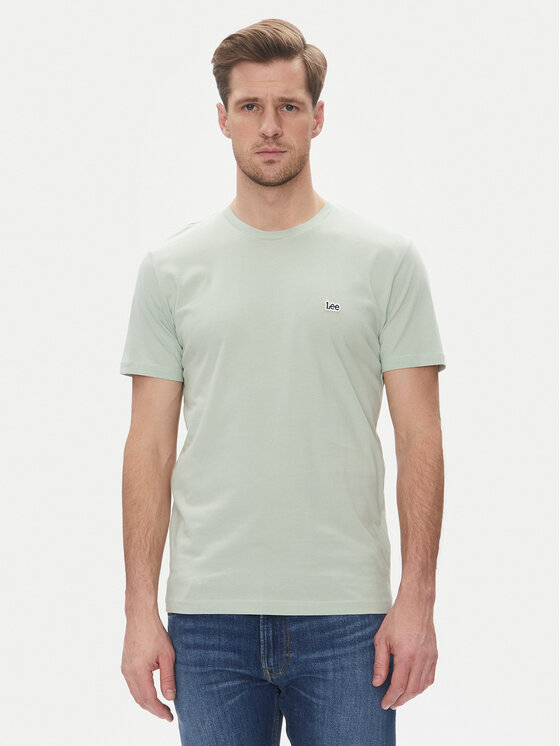 Lee Lee T-Shirt Patch 112364540 Zielony Regular Fit