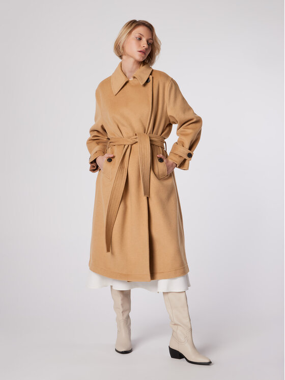 Simple Simple Kevad-sügis mantel PLD502-03 Beež Relaxed Fit