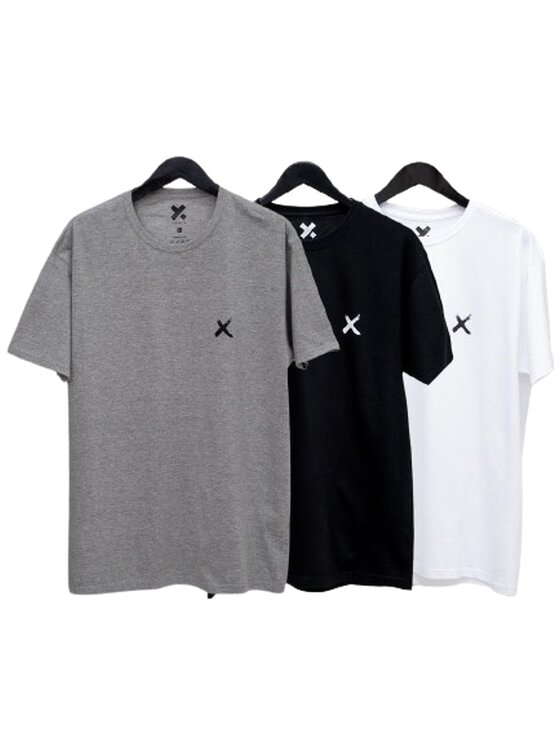 Point X Point X Komplet 3 t-shirtów Zestaw 3 T-Shirtów Męskich Czarny / Biały / Szary Point X Mini X XL Czarny Regular Fit