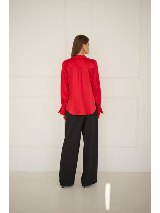 Entelier Entelier Bluzka z wiązaniem Czerwony Relaxed Fit