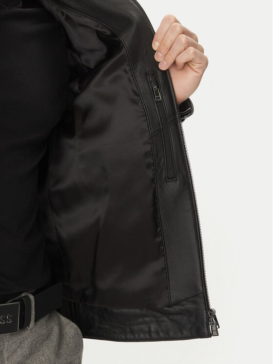 BOSS BOSS Шкіряна куртка H-Mansell3 50532475 Чорний Regular Fit