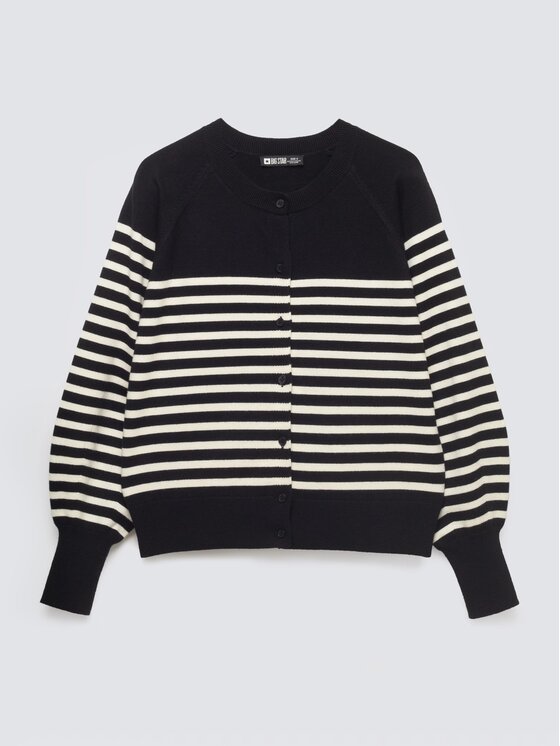BIG STAR BIG STAR Kardigan SUZANA_906_160 Czarny Basic Fit