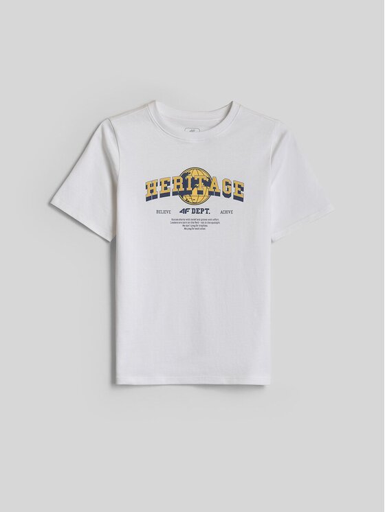 4F 4F T-Shirt 4FJRAW26TTSHM4523-10S Biały Regular Fit