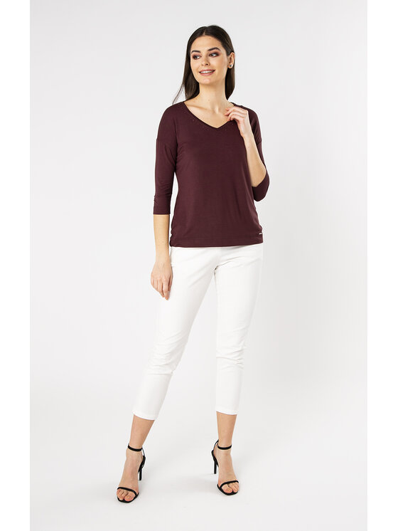 QUIOSQUE QUIOSQUE Bluzka 19-TD-155 Fioletowy Regular Fit