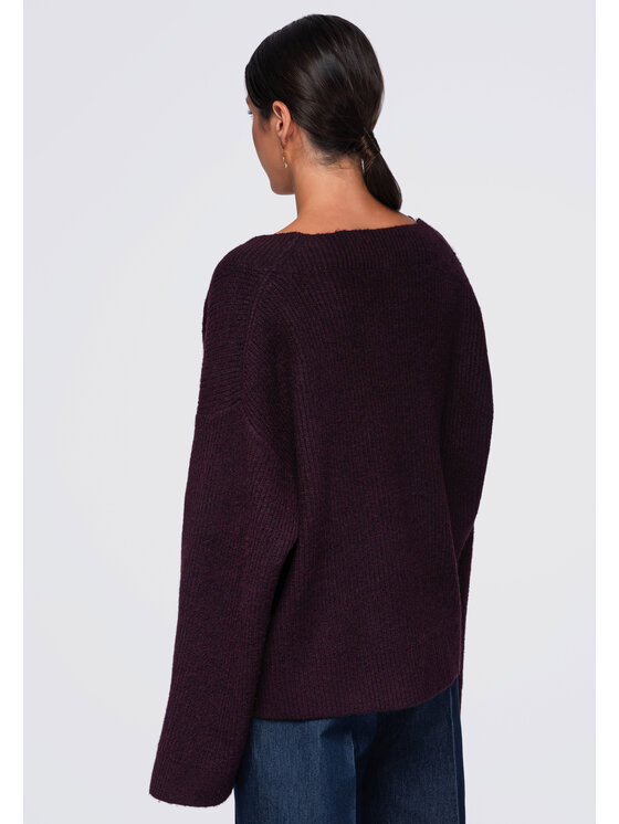Ombre Ombre Sweter OW-SW-E0013 Fioletowy Relaxed Fit