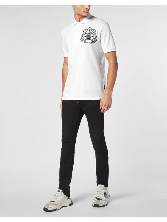 PHILIPP PLEIN PHILIPP PLEIN Polo 14767 Biały Slim Fit
