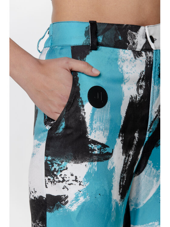 Pilawski Pilawski Spodnie materiałowe SPODNIE TURKUSOWE W PRINT Niebieski Slim Fit