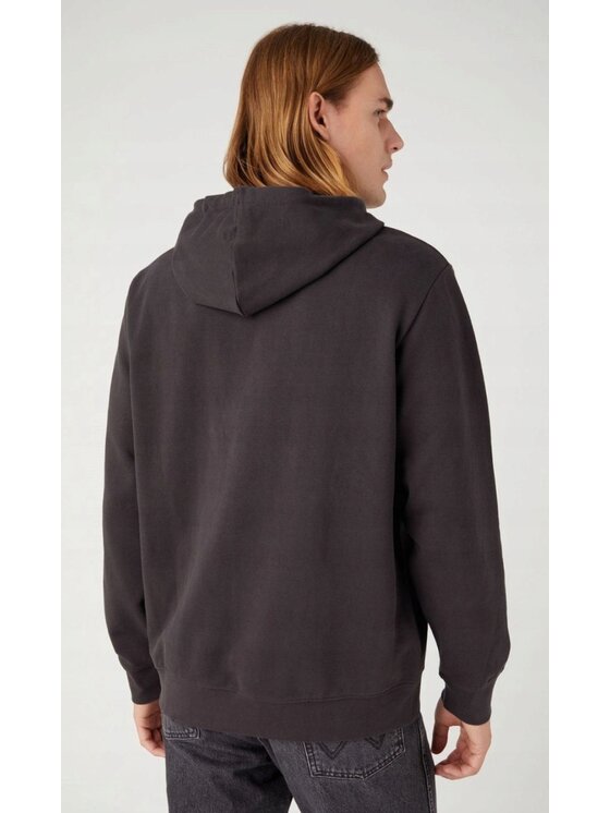 Wrangler Wrangler Bluza Logo Hoodie Czarny Hoodie Fit