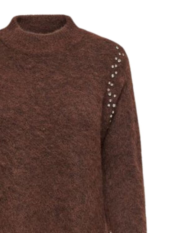 ONLY ONLY Πουλόβερ Onlrinalife ls rhinestone Καφέ Regular Fit