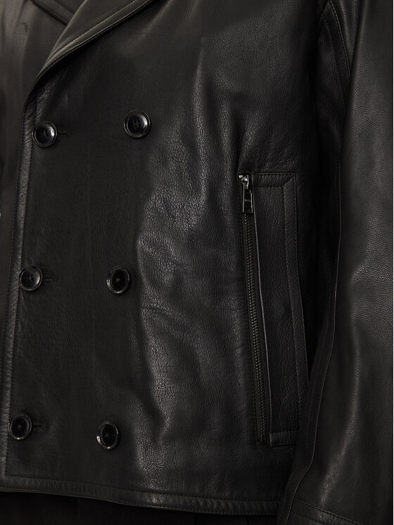 BOSS Boss Kožená bunda H-Mackinley 50524895 Černá Regular Fit