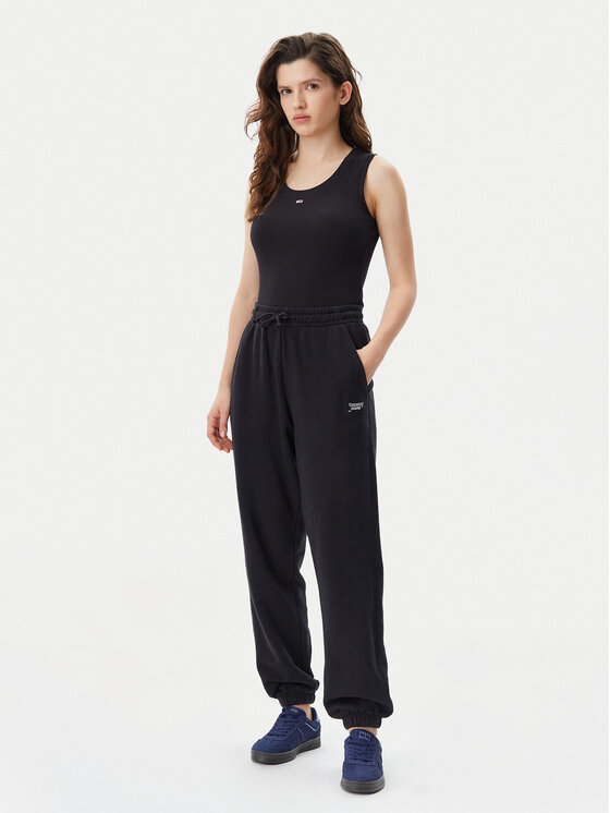 Tommy Jeans Tommy Jeans Teplákové nohavice Script DW0DW20670 Čierna Relaxed Fit