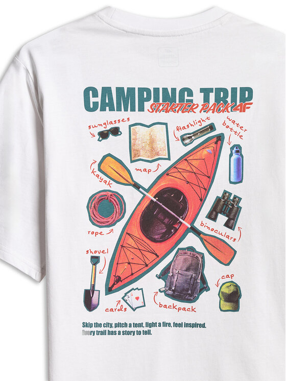 4F 4F T-Shirt ENJOY THE OUTDOORS Biały Loose Fit