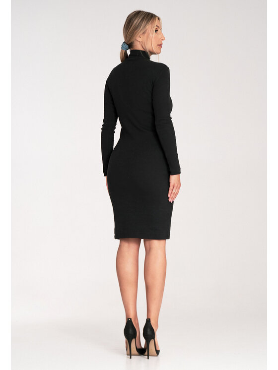FIGL FIGL Úpletové šaty M1042 Čierna Slim Fit