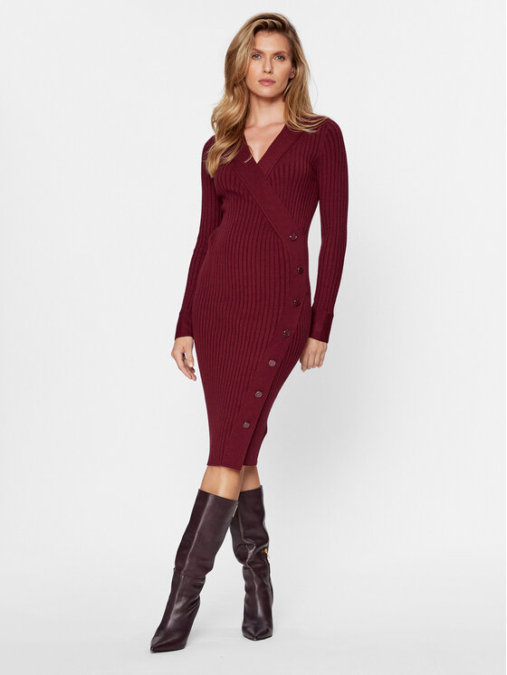 Guess Guess Úpletové šaty Cecile W3BK39 Z2V42 Bordó Slim Fit