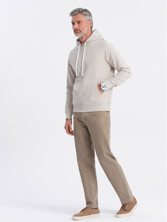 Ombre Ombre Mikina OM-SSBN-0177 Béžová Classic Fit