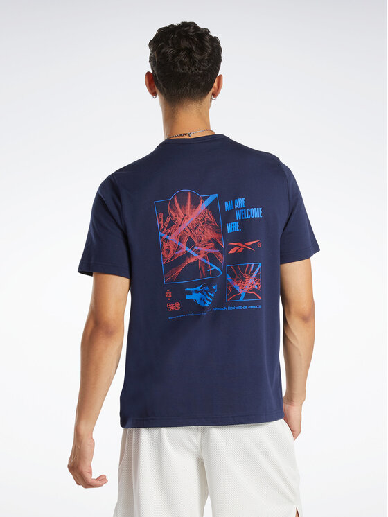 Reebok T-Shirt Reebok Basketball Court Top T-Shirt HM6239 Modrá Relaxed ...
