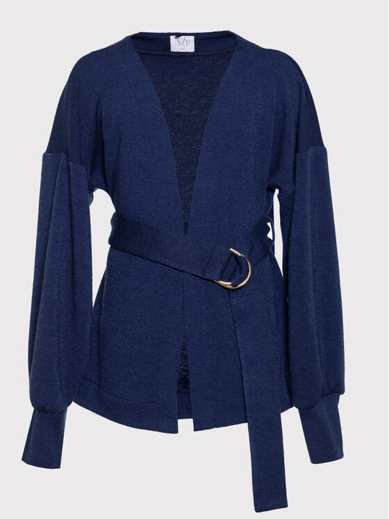 SLY SLY Sweter 3S-502 Granatowy Comfortable Fit