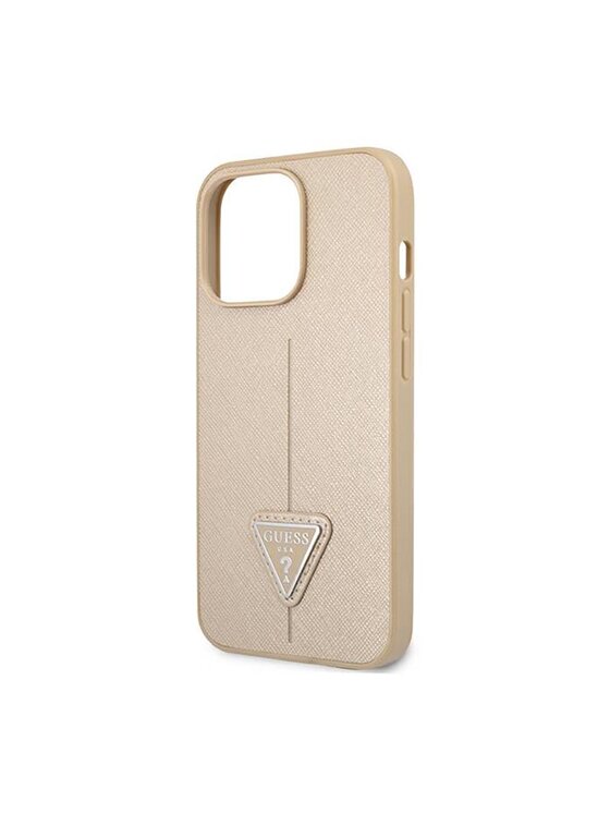 Guess Guess Etui na telefon Saffiano Triangle Logo Case Beżowy