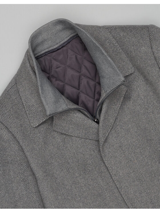 Borgio Borgio Płaszcz wełniany serre_sz Szary Slim Fit
