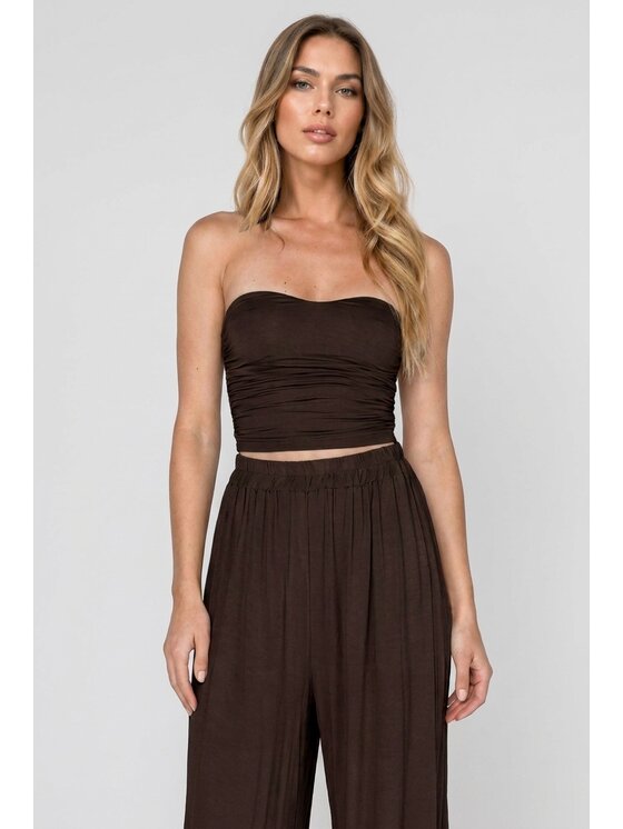 MissDenim MissDenim Top bez ramiączek Groset Brązowy ciemny Regular Fit