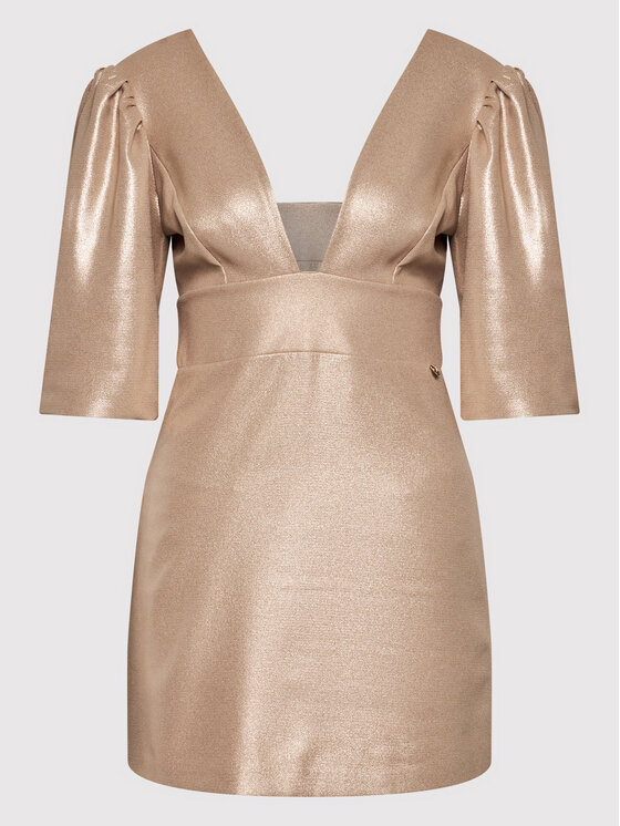 Rinascimento Rinascimento Cocktail obleka CFC0105765003 Bež Regular Fit