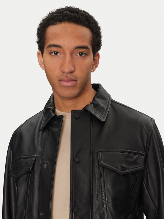 BOSS BOSS Шкіряна куртка Jocruz 50530256 Чорний Regular Fit