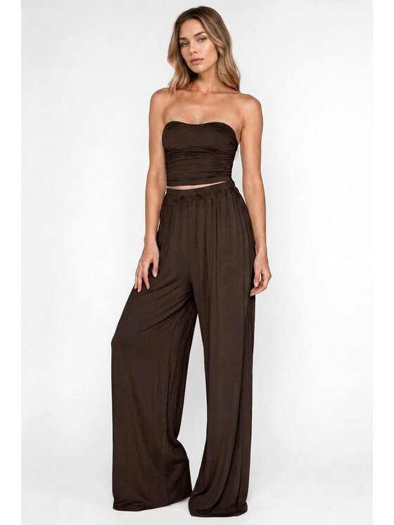 MissDenim MissDenim Top bez ramiączek Groset Brązowy ciemny Regular Fit