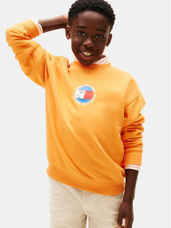 Tommy Hilfiger Tommy Hilfiger Bluza Smiley Flag KB0KB10258 Pomarańczowy Regular Fit