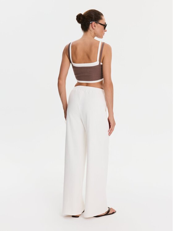 Nudyess Nudyess Top Lisa z prążka Brązowy Slim Fit