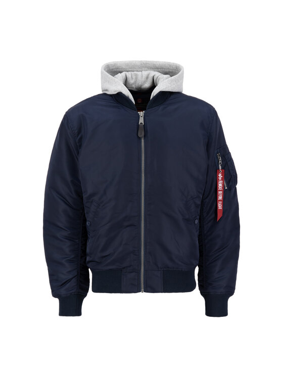 Alpha Industries Alpha Industries Kurtka bomber MA-1 Zip Hood Back Embroidery Bomber Jacket Granatowy Regular Fit