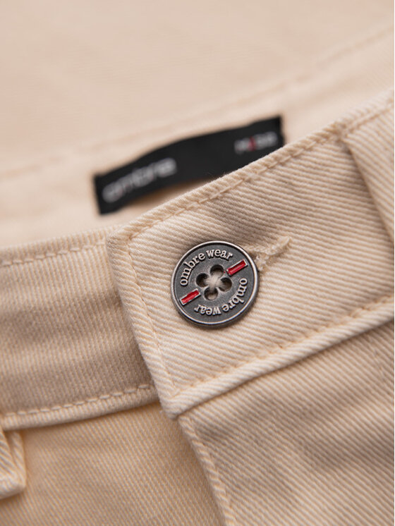 Ombre Ombre Szorty jeansowe OM-SRDS-0162 Beżowy Regular Fit