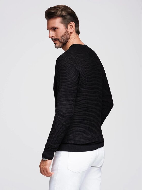 Ombre Ombre Sweter OM-SWSW-0181 Czarny Slim Fit