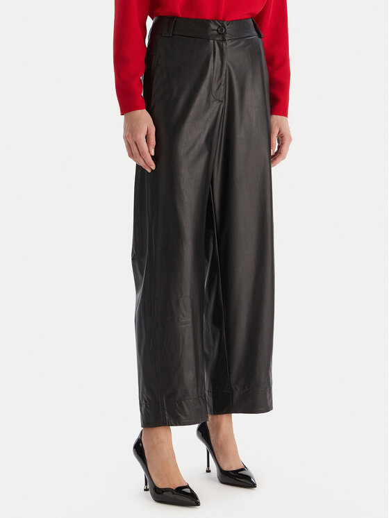 ACCESS FASHION ACCESS FASHION Nohavice z imitácie kože 54-5132-188 Čierna Regular Fit