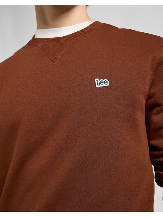 Lee Lee Bluza PATCH CREW SWS Brązowy Comfort Fit