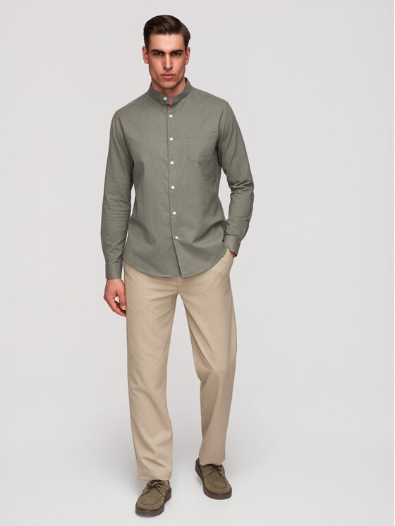 Ombre Ombre Koszula K704 Khaki Regular Fit