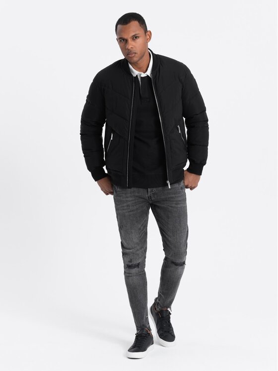 Ombre Ombre Bunda bomber OM-JALP-0143 Černá Regular Fit