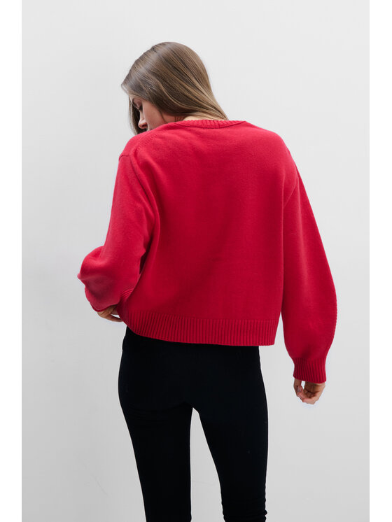 Fobya Fobya Kardigan F2114 Czerwony Basic Fit
