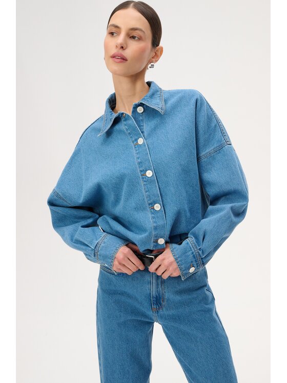 LEBRAND LEBRAND Koszula jeansowa Bloom Niebieski Regular Fit