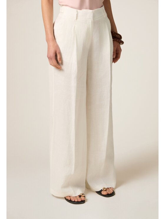 Oltre Oltre Pantaloni di tessuto P014R008438N011 Bianco Baggy Fit