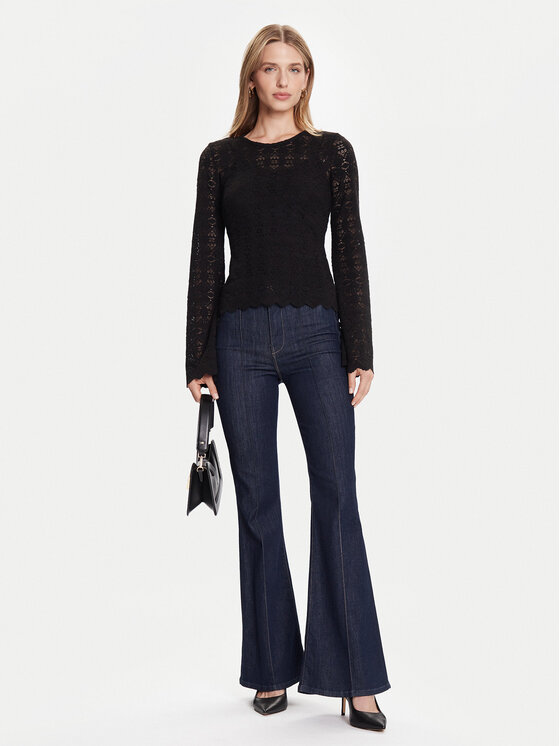 Guess Guess Блузка W5BP13 K1180 Чорний Slim Fit