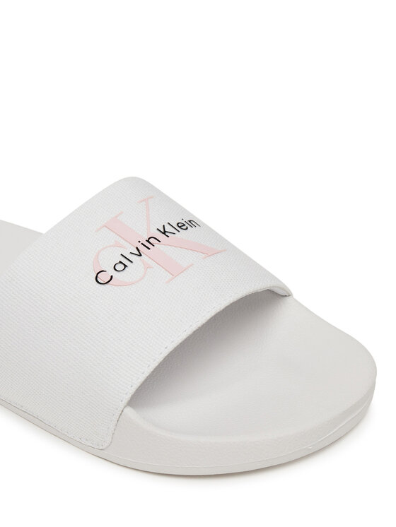 Calvin Klein Jeans Calvin Klein Jeans Šľapky Slide Monogram Wn Logo Ck YW0YW01967 Biela